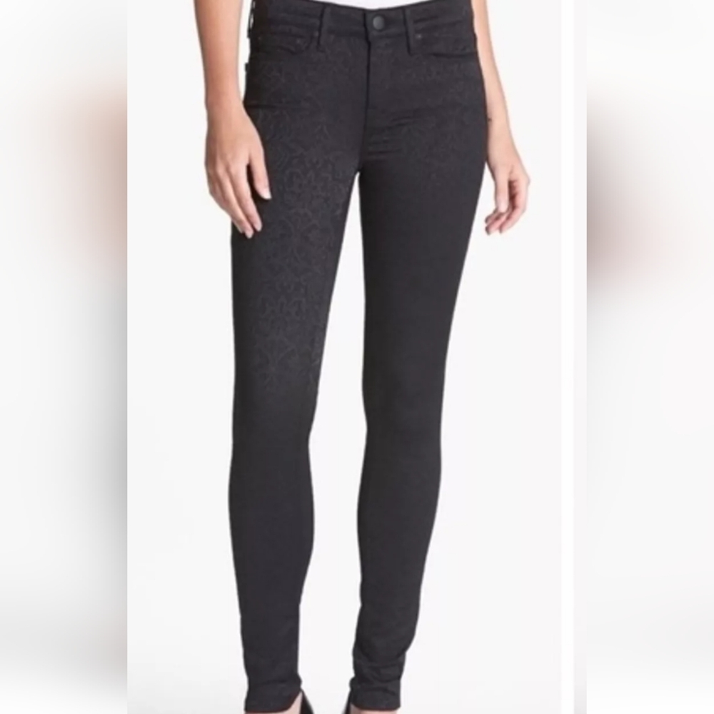 Pattern / textured black skinny jeans